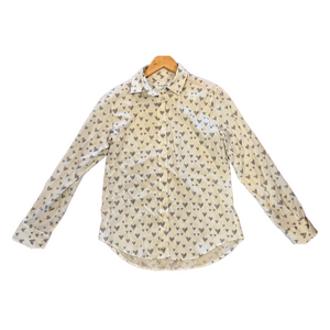 Amina Rubinacci Silk Heart Print Blouse IT 44 US 8